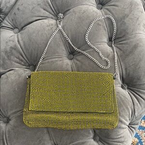 Yellow Rhinestone Chain Shoulder Bag USED